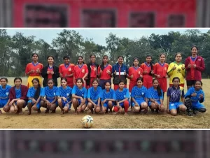 Group photo of winners and participants celebrating the success of the Annual Athletic Meet 2024-25 at Saraswat Higher Secondary School.